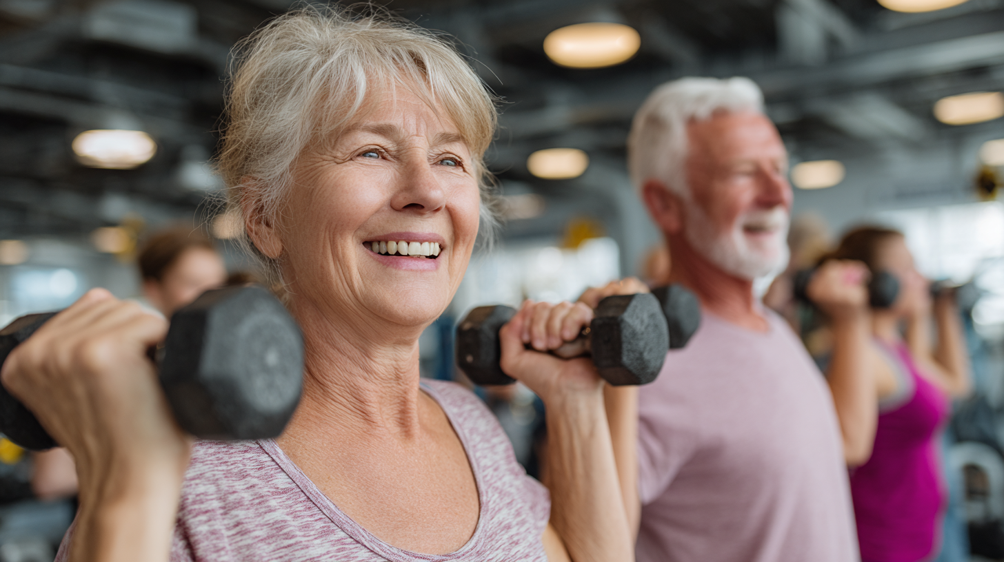 Seniori activi practicând fitness în centrul drelkavon
